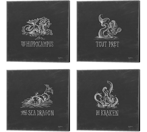Mythical Map 4 Piece Canvas Print Set by Mary Urban