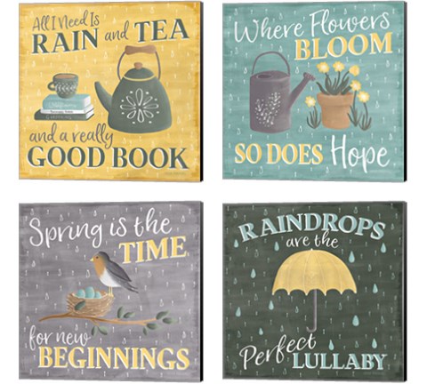 Smitten With Spring 4 Piece Canvas Print Set by Laura Marshall