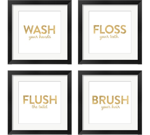 Bathroom Etiquette 4 Piece Framed Art Print Set by Wild Apple Portfolio