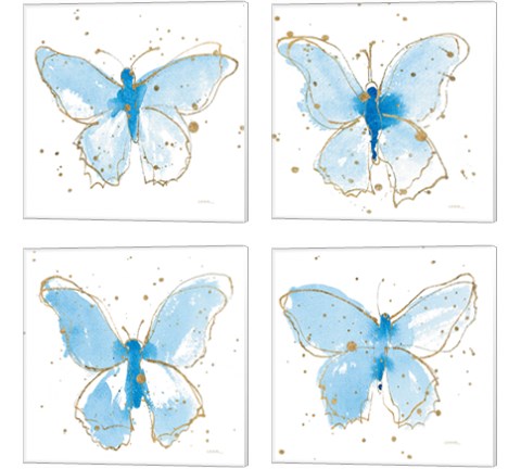 Gilded Butterflies 4 Piece Canvas Print Set by Shirley Novak