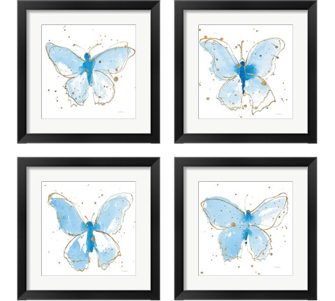 Gilded Butterflies 4 Piece Framed Art Print Set by Shirley Novak