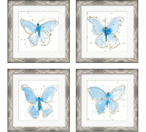 Gilded Butterflies 4 Piece Framed Art Print Set by Shirley Novak