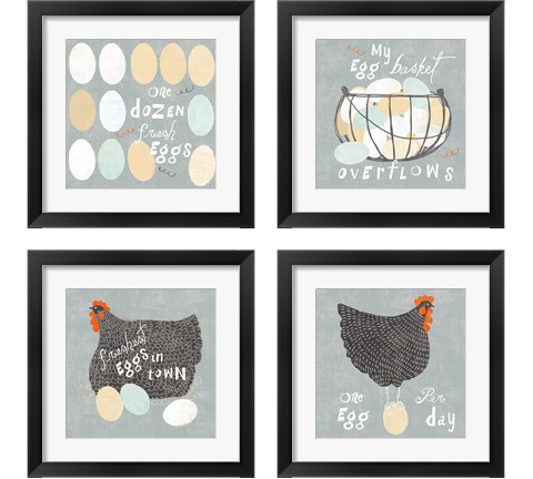 Fresh Eggs 4 Piece Framed Art Print Set by Sue Schlabach