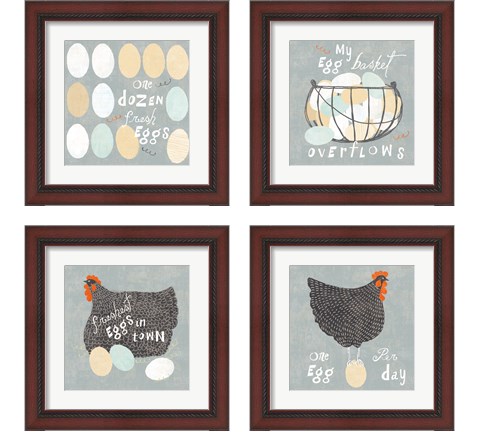 Fresh Eggs 4 Piece Framed Art Print Set by Sue Schlabach
