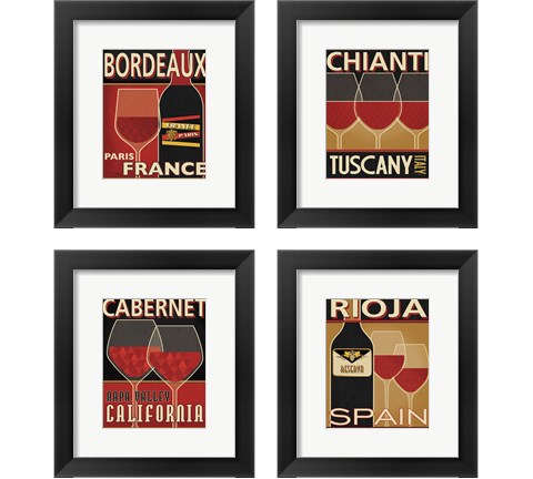 Wine Selection 4 Piece Framed Art Print Set by Pela Studio