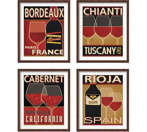 Wine Selection 4 Piece Framed Art Print Set by Pela Studio