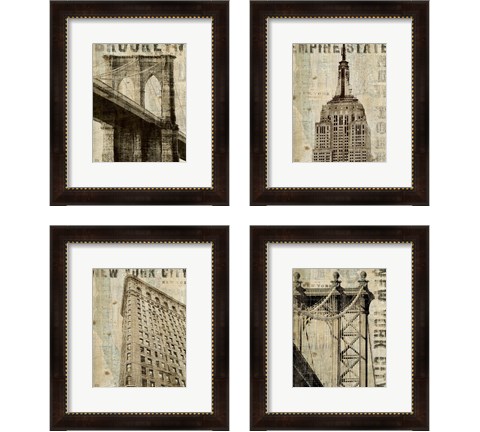 Vintage NY 4 Piece Framed Art Print Set by Michael Mullan