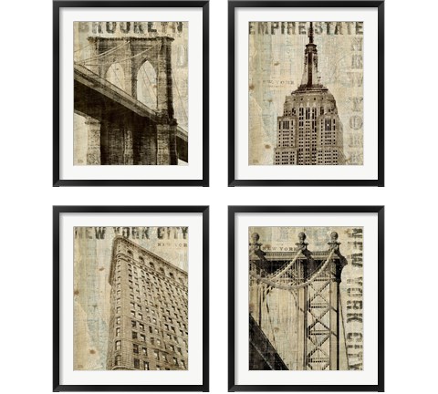 Vintage NY 4 Piece Framed Art Print Set by Michael Mullan