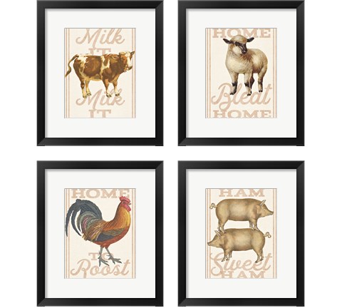 Farm Animal 4 Piece Framed Art Print Set by Sue Schlabach