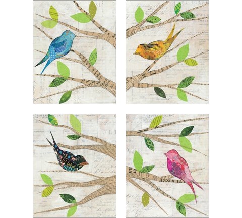 Birds in Spring 4 Piece Art Print Set by Courtney Prahl