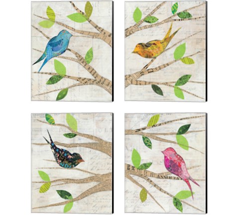 Birds in Spring 4 Piece Canvas Print Set by Courtney Prahl