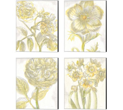 Belle Fleur Yellow 4 Piece Canvas Print Set by Sue Schlabach