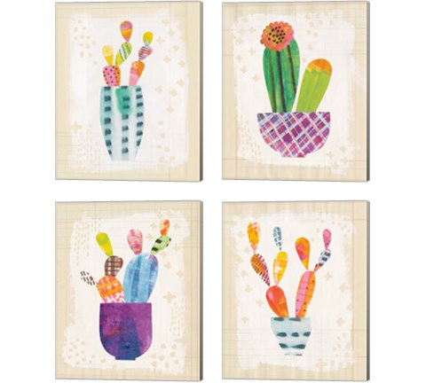 Collage Cactus 4 Piece Canvas Print Set by Melissa Averinos