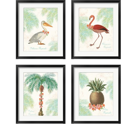 Flamingo Tropicale 4 Piece Framed Art Print Set by Sue Schlabach