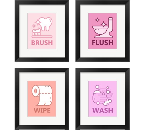 Girl's Bathroom 4 Piece Framed Art Print Set by Color Me Happy