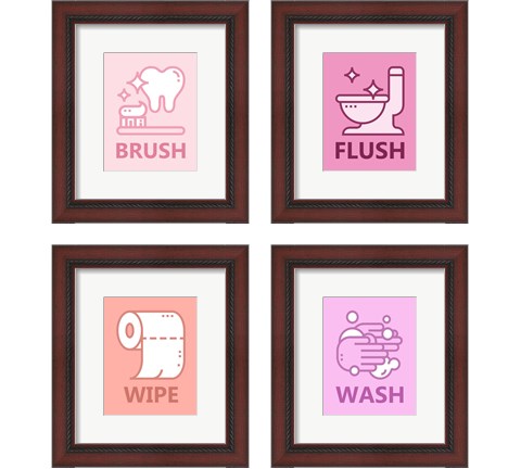 Girl's Bathroom 4 Piece Framed Art Print Set by Color Me Happy