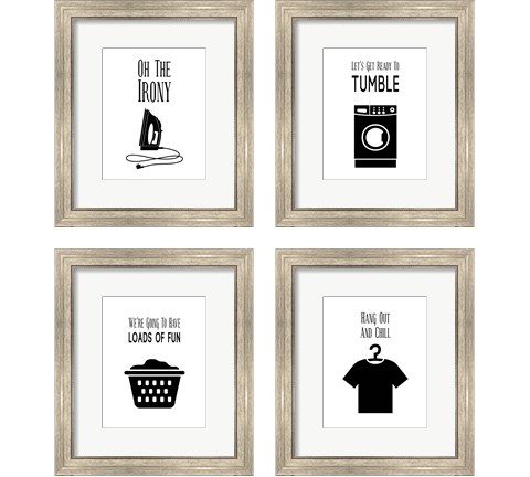 Laundry - White 4 Piece Framed Art Print Set by Color Me Happy