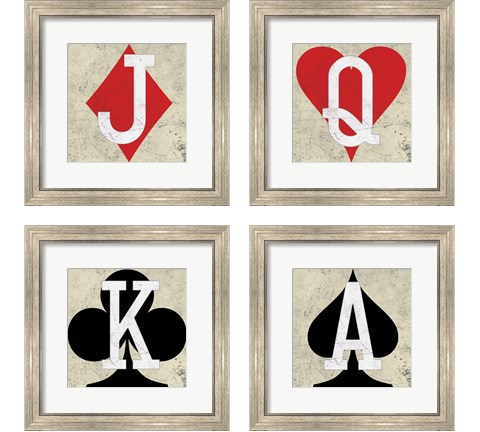 Playing Cards Antique 4 Piece Framed Art Print Set by Aubree Perrenoud