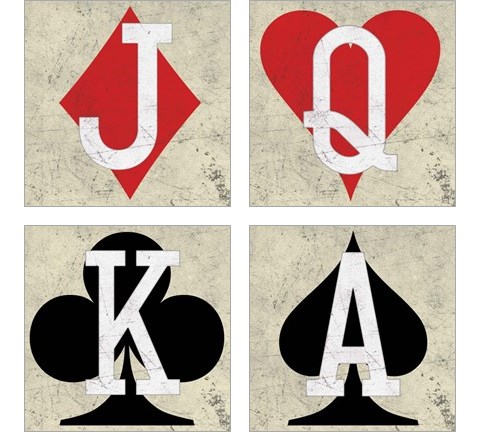 Playing Cards Antique 4 Piece Art Print Set by Aubree Perrenoud