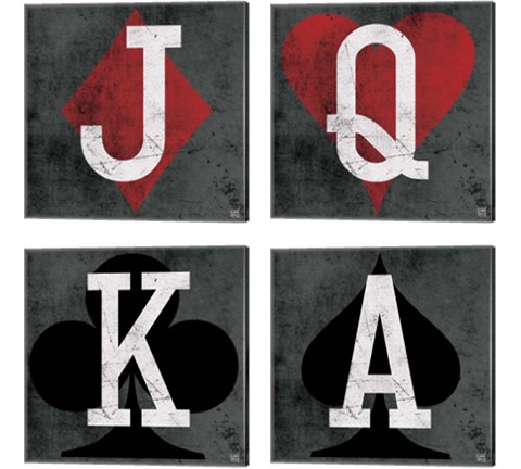 Playing Cards Gray 4 Piece Canvas Print Set by Aubree Perrenoud