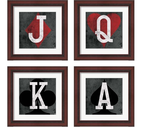 Playing Cards Gray 4 Piece Framed Art Print Set by Aubree Perrenoud