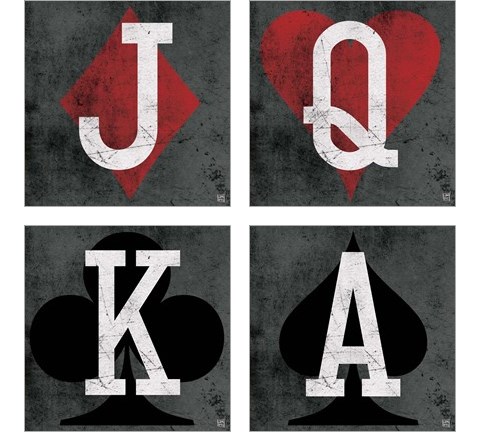 Playing Cards Gray 4 Piece Art Print Set by Aubree Perrenoud