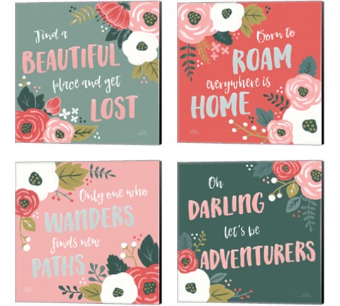 Wildflower Daydreams 4 Piece Canvas Print Set by Laura Marshall