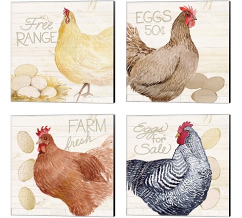 Life on the Farm Chicken 4 Piece Canvas Print Set by Kathleen Parr McKenna