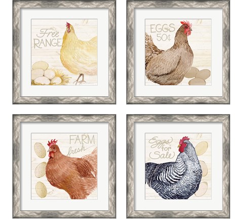 Life on the Farm Chicken 4 Piece Framed Art Print Set by Kathleen Parr McKenna