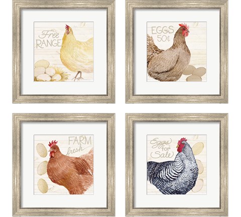 Life on the Farm Chicken 4 Piece Framed Art Print Set by Kathleen Parr McKenna