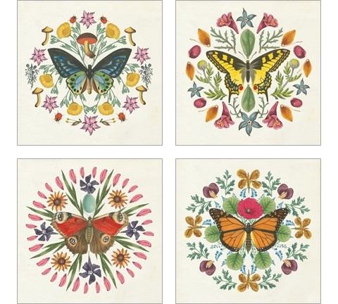 Butterfly Mandala 4 Piece Art Print Set by Wild Apple Portfolio