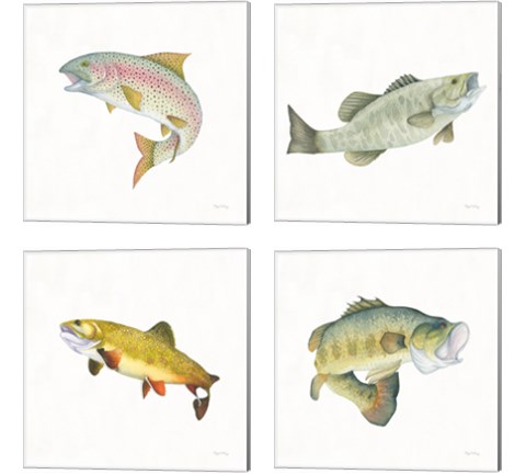 Gone Fishin 4 Piece Canvas Print Set by Wild Apple Portfolio