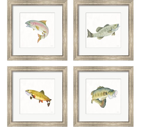 Gone Fishin 4 Piece Framed Art Print Set by Wild Apple Portfolio