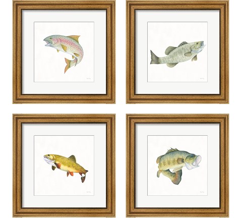 Gone Fishin 4 Piece Framed Art Print Set by Wild Apple Portfolio