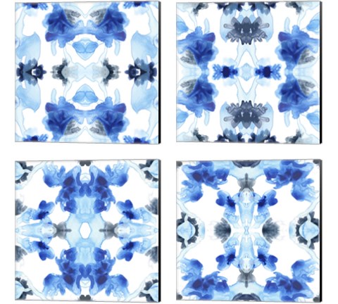 Blue Kaleidoscope 4 Piece Canvas Print Set by June Erica Vess