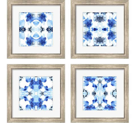 Blue Kaleidoscope 4 Piece Framed Art Print Set by June Erica Vess