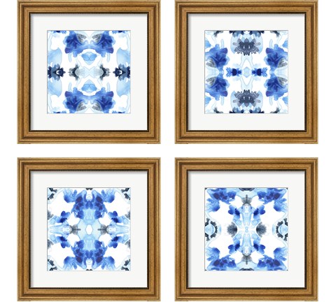 Blue Kaleidoscope 4 Piece Framed Art Print Set by June Erica Vess