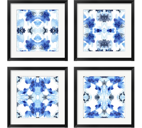 Blue Kaleidoscope 4 Piece Framed Art Print Set by June Erica Vess