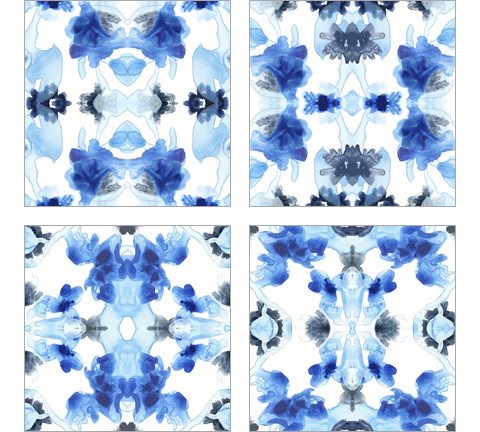 Blue Kaleidoscope 4 Piece Art Print Set by June Erica Vess