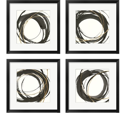 Gilded Enso 4 Piece Framed Art Print Set by Chris Paschke