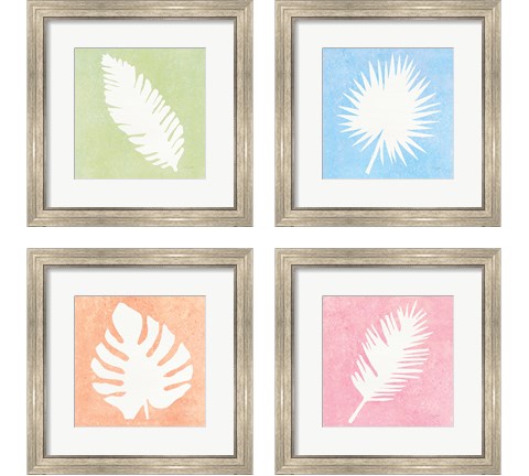 Tropical Fun Palms Silhouette 4 Piece Framed Art Print Set by Courtney Prahl