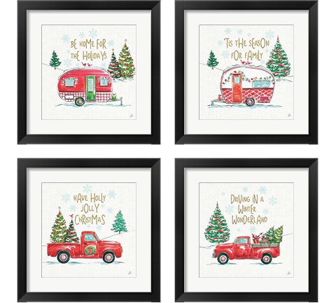 Christmas in the Country 4 Piece Framed Art Print Set by Daphne Brissonnet