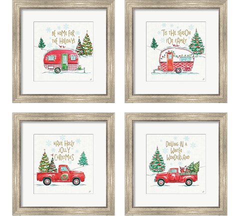 Christmas in the Country 4 Piece Framed Art Print Set by Daphne Brissonnet