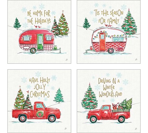 Christmas in the Country 4 Piece Art Print Set by Daphne Brissonnet