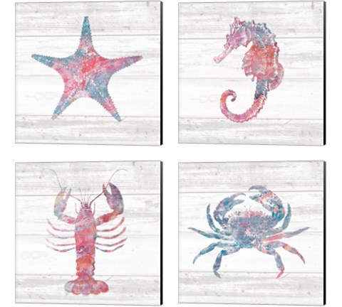 Ocean Life 4 Piece Canvas Print Set by Sarah Adams