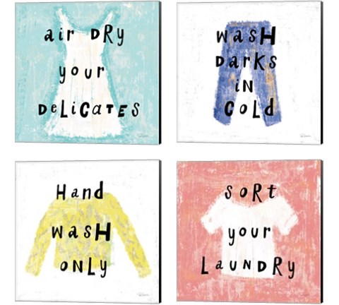 Laundry Rules 4 Piece Canvas Print Set by Sue Schlabach