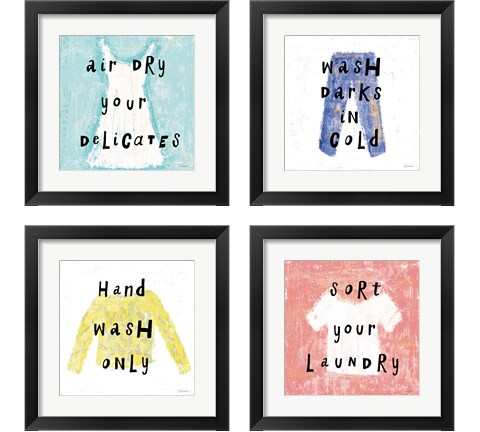 Laundry Rules 4 Piece Framed Art Print Set by Sue Schlabach