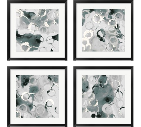 Teal Spatter  4 Piece Framed Art Print Set by Posters International Studio