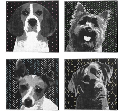 BW Dog 4 Piece Canvas Print Set by Posters International Studio