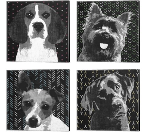 BW Dog 4 Piece Canvas Print Set by Posters International Studio